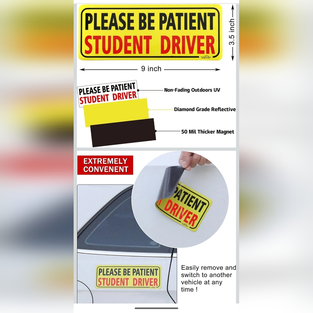 Patient Driver Magnetic Sign - Yellow & Red
